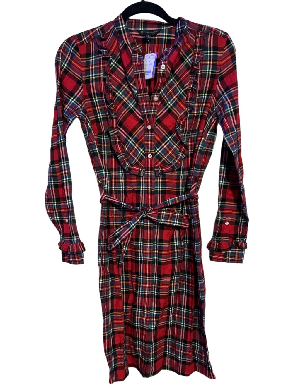Brooks Brothers Red Fleece Tartan Plaid Shirt Dress Size 2 Net